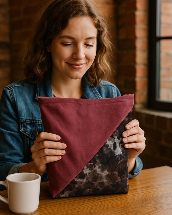 Handmade Modern Diagonal Tote | Handcrafted Cotton Shoulder Bag, Magnetic Snap Purse