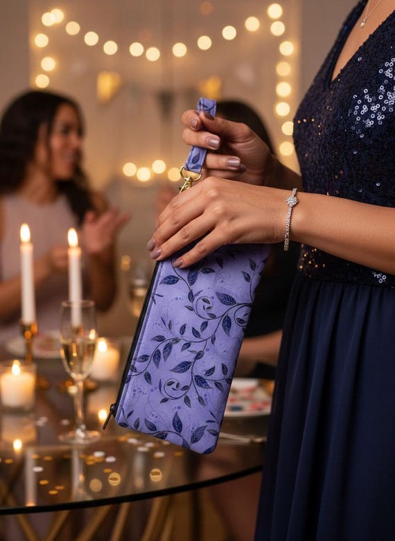 Handmade Cotton Fabric Wristlet | Zippered Phone Pouch Organizer with Detachable Strap, Everyday Lightweight