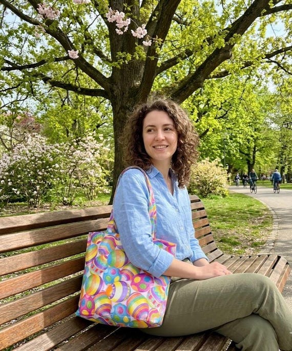 Handmade Easter tote bags, cheerful spring-inspired, reusable alternative for egg hunts, holiday treats